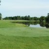 A view from tee with water on the right at Tamarack Golf Club