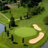 Aerial view of green surrounded by water at Lockhaven Country Club