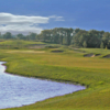 A view from tee with water on the left at Bowes Creek Country Club