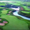 Aerial view of the 8th hole at Prairie Landing